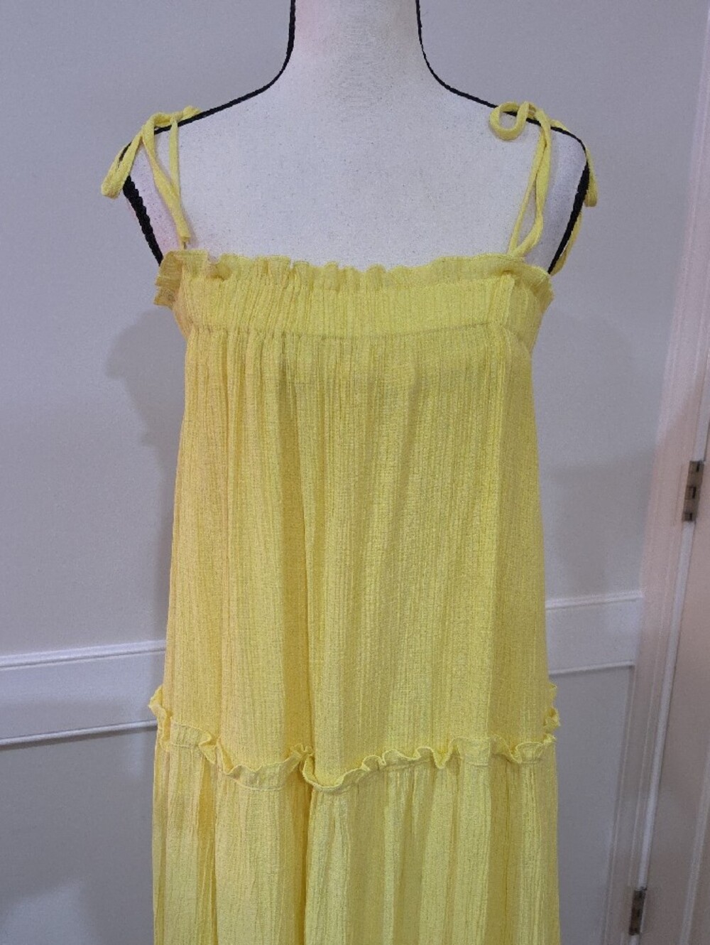 & Merci Yellow Tiered Maxi Dress - Size M - Picture 3 of 8